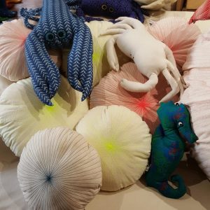 coussins oursins, coussin homard, crabe repose-tête