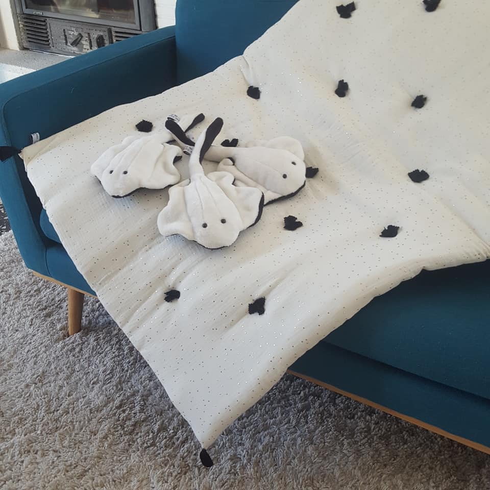 courtepointe molletonée et petites raies blanches, slowmade, créatiojns textiles, Made in France, Fred Petit.