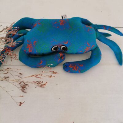 Petit coussin crabe schwe shwe turquoise