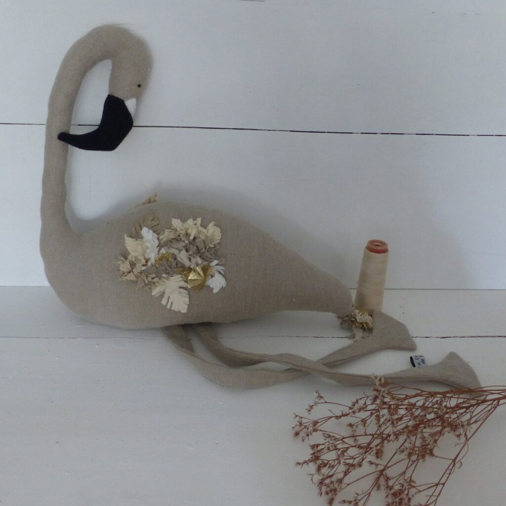 Flamant rose en lin naturel