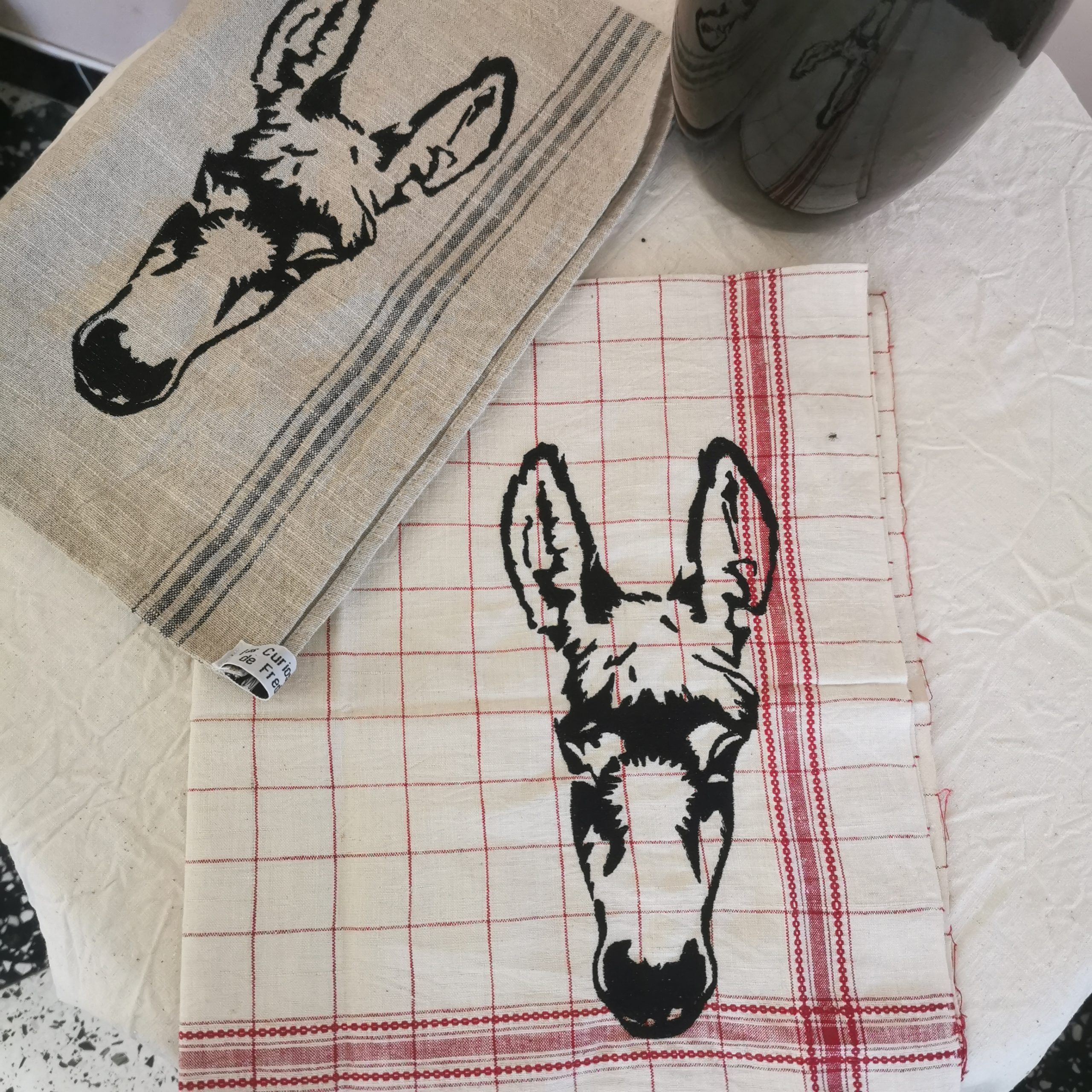 torchon âne lin et coton